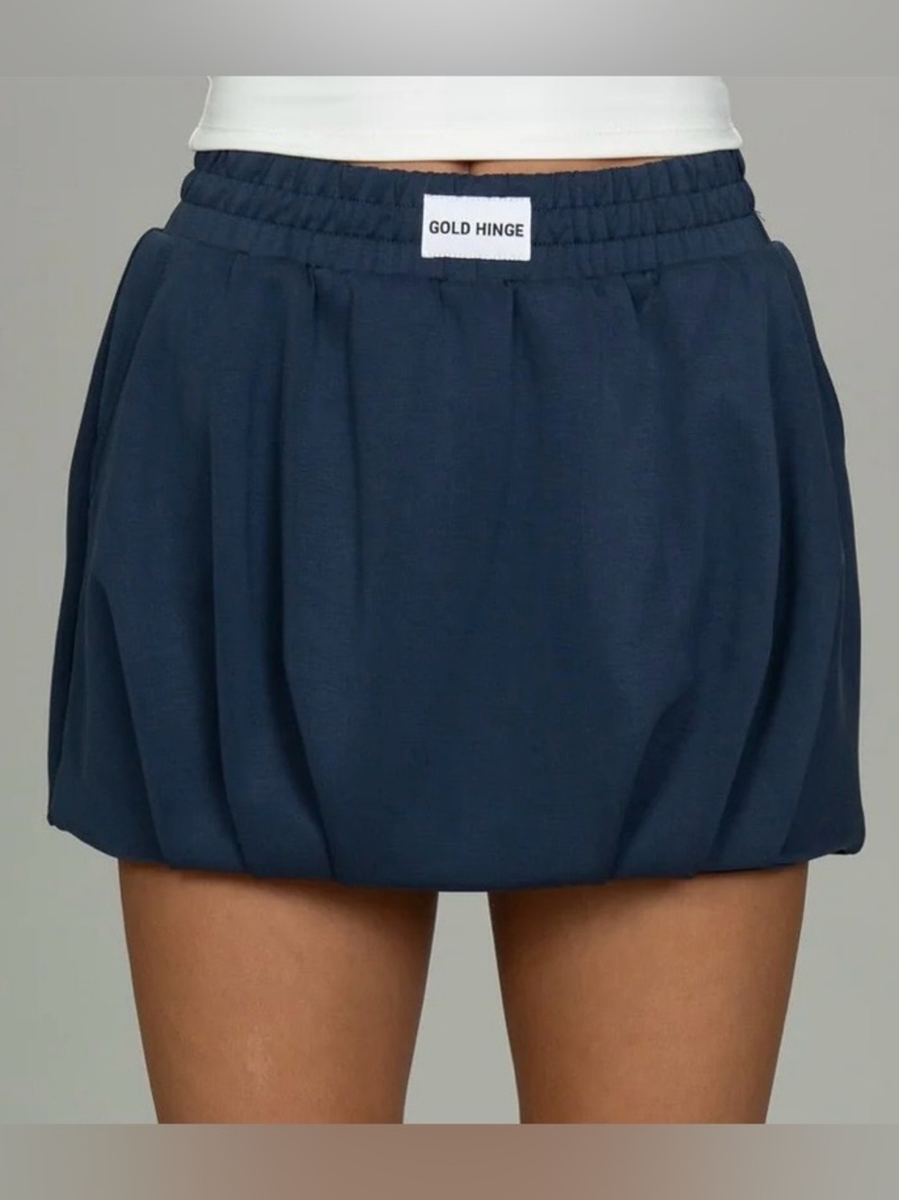 Gold Hinge LuxeSoft Bubble Skirt Navy NWT Size Medium - Picture 2 of 11
